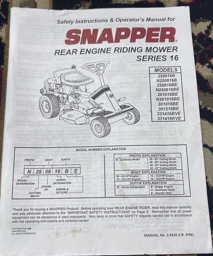 Snapper rear engine riding - rear,