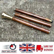 GENTLEMENS CLASSIC WOODEN WALKING CANE BRASS HANDLE SHINY FINISH FOLDING CANE