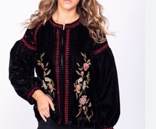 Zara  JACKET Velvet embroidered beaded new S oversize more 12  14