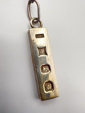 Sterling silver ingot pendant - silver,