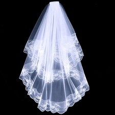 Bridal Gothic Wedding Lace Edge Veil Halloween Punk Victorian Rave Fancy Dress##