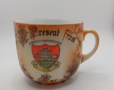 Crested Ware China Cup A Present From Prestwick Ayr, Scotland Matching Crest