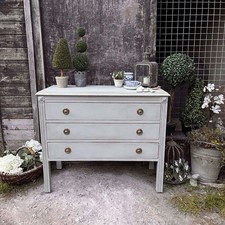 Grey Hand Painted Vintage Gustavian Country Chest Of Drawers / Basin base