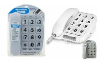 BIG BUTTON LANDLINE HOME CORDED TELEPHONE LARGE JUMBO ELDERLY FRAIL DESK WALL