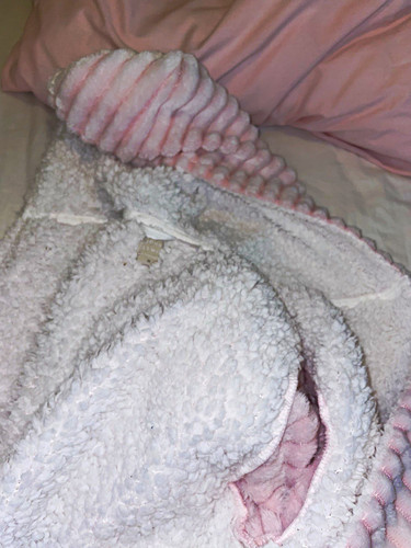 Pink white striped plush - pink,