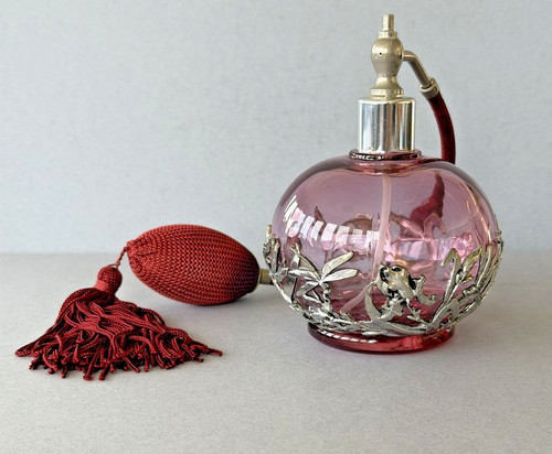 Vintage pink glass - , metal
