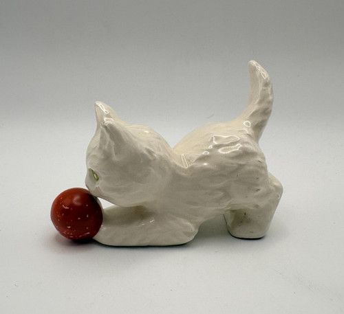 Vintage goebel white cat with - white,