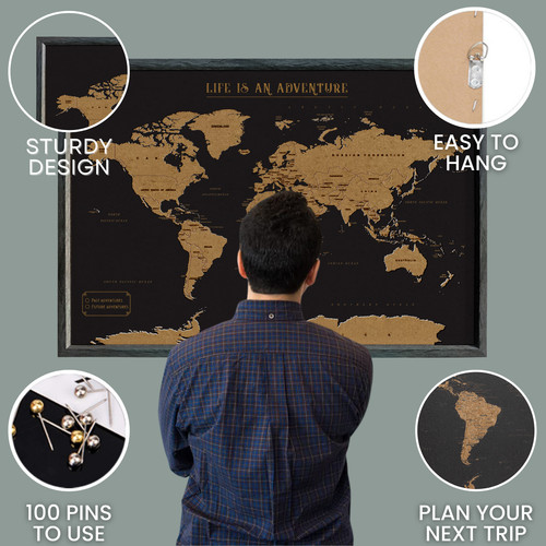 World travel map - pinboard, |
