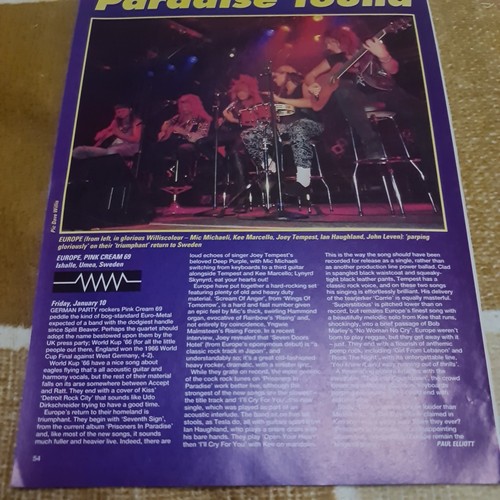 Vintage europe joey tempest - joey,