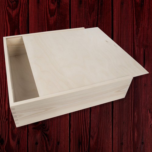 Plain wooden box with sliding - box,