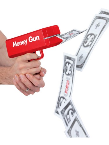 Plastic money gun - money,