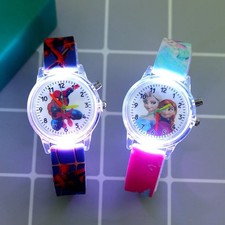 Disney Princess Elsa Kids Watches Girls Silicone Strap Cartoon Luminous Light UK