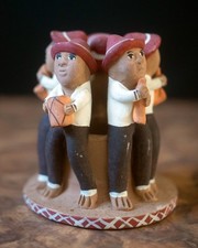 Vintage Peruvian Terra Cotta Clay Pottery Folk Art Circle Of Musicians