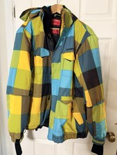 O’Neill Escape Series Snow Snowboarding Jacket — Yellow Blue Plaid, Size M