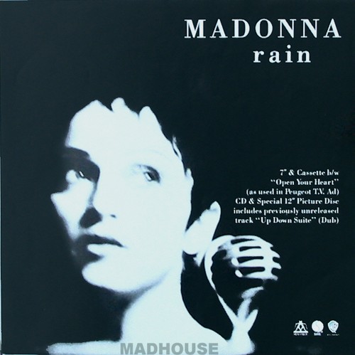 Madonna rain poster display - madonna, uk