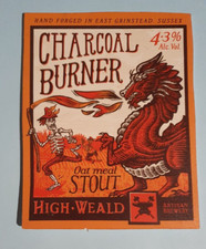 HIGH WEALD brewery beer pump clip front CHARCOAL BURNER real ale CLOSED Sussex