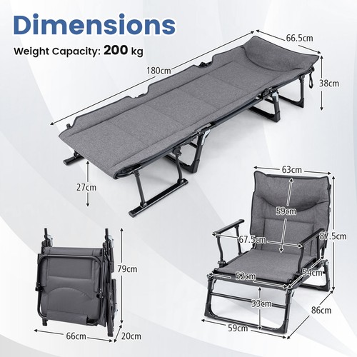 Convertible camping cot lounge - cot,
