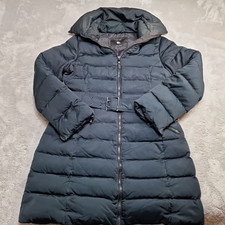 Zara Woman Large Black Long Puffer Down Jacket L Long Winter Coat Feathered 