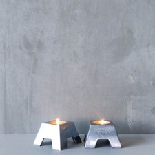 Pair vintage 90s cast aluminium tea light candle holders Ikea Erica Pekkari
