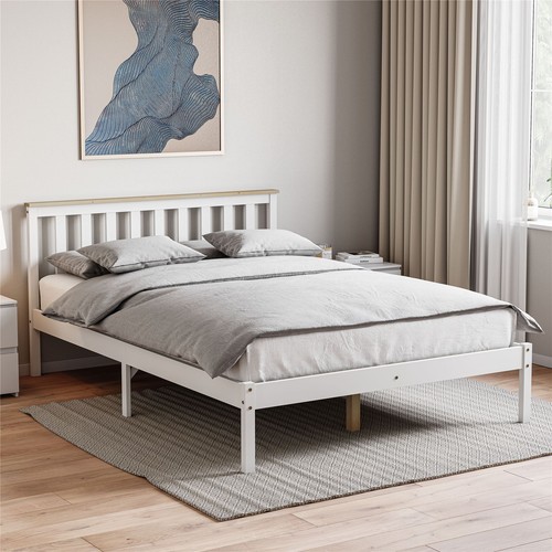 Wood bed single - wood, king