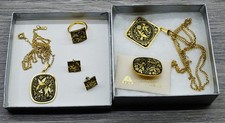 Collection of 5 Items of Damasquinado Gold Tone Dove Damascene Jewelry
