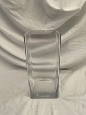 Vintage Clear Glass Square Tall Vase 