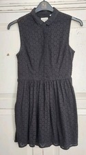 Jack Wills Ladies UK 8 Black  Broderie Anglaise Sleeveless Mini Dress Lined 