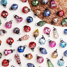 25 Pieces Vintage Antique Glass Christmas Decorations Mini Retro Baubles 