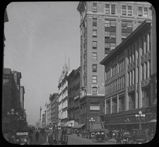 ANTIQUE Magic Lantern Slide STREET SCENE MINNEAPOLIS MINN C1910 PHOTO USA CARS