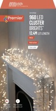 Premier 960 LED Cluster Multi-Action Christmas Tree Lights Clear Cable - WHITE