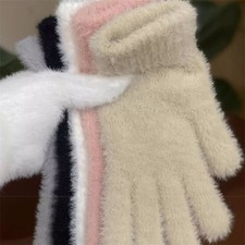 Women Fluffy Furry Full Finger Mittens,Soft Faux Fur Gloves Winter Warm Gloves