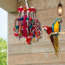 Large Parrot Toys Wooden Blocks Tearing Toy Perch Chew Hanging Swing Training