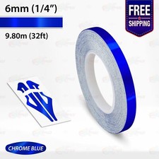 CHROME BLUE 6mm PIN STRIPE Car Model Motorcycle Decal TAPE Vinyl Sticker 1/4"