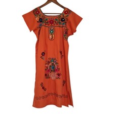Floral Hand Embroidered Mexican Dress