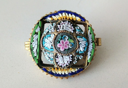 Antique micro mosaic - antique, brooch