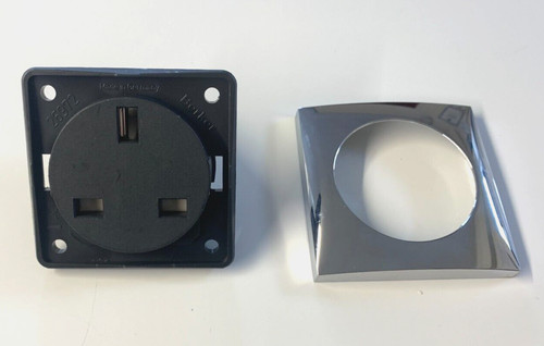 Berker mains socket chrome - socket,