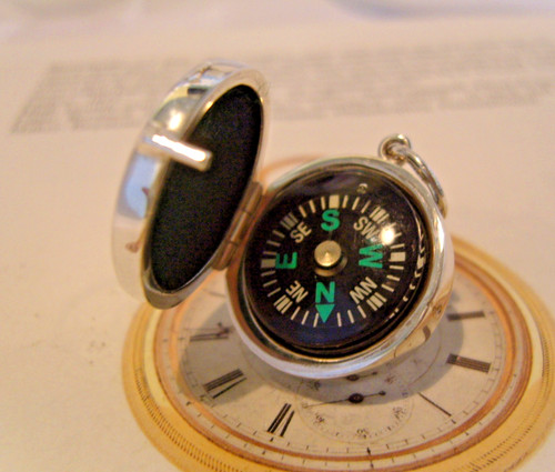 Pocket watch chain compass fob - watch,