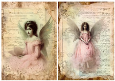 2 x A5  Rice Paper Decoupage - Vintage Angel Paper, Victorian, Junk Journal 2