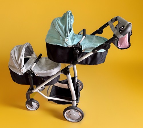 Dolls pram double twins buggy - pram,