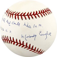 Woody English Signed Baseball Babe Ruth did not call his H.R. in 1932 WS PSA