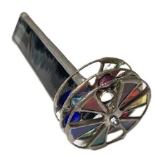 Stunning Handmade Vintage Stained Glass Kaleidoscope Triple Rotating Wheel