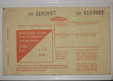 motor fuel ration book petrol, car, LH 5103897 unused, for 6 months, WWII/1950s?