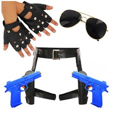 TOMB EXPLORER LARA FANCY DRESS COSTUME GUNS + HOLSTER  GLOVES GLASSES MOVIE