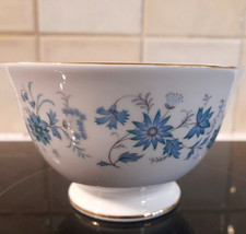 VINTAGE COLCLOUGH BONE CHINA "BRAGANZA" BLUE FLOWER SUGAR BOWL