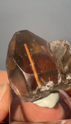 Red epidote smoky quartz - in,
