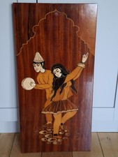 Vintage Marquetry Wall Art Plaque Inlaid Wood Dancers 