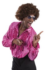 Mens 1970s Ruffle Disco Shirt