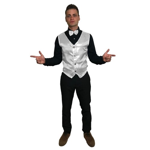Men button vest glitter sequin - button,