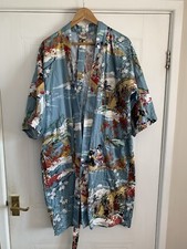 Vtg Asian Japanese Traditional Kimono Geisha Floral with belt Size 42 Cotton GC