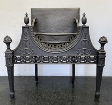 Original Antique Cast Iron Georgian Open Fire Dog Grate Basket Fireplace (AF362)